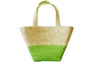 Straw Tote: Woven Wheat Straw Tote - 2 Tones - Lime - BG-R11052LM